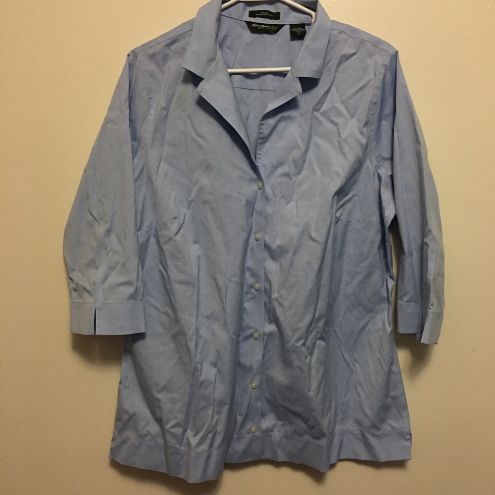 Eddie Bauer Chambray Dress Blouse - Picture 1 of 8